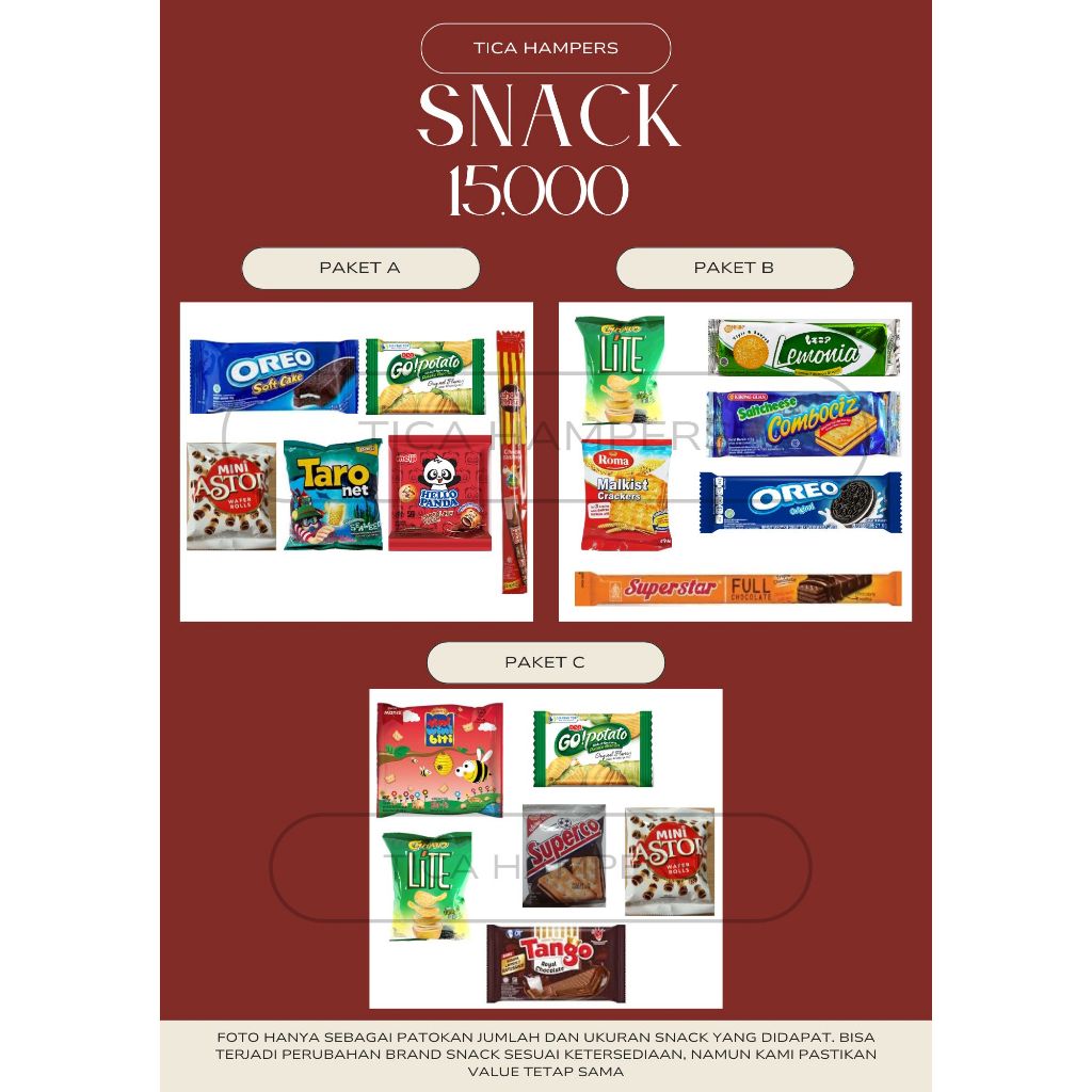 

Tica Hampers Snack 15.000 | Isi Goodie Bag Ulang Tahun Murah Meriah