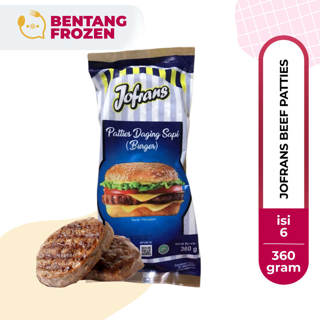 

Jofrans Beef Patties 360gr Isi 6pcs / Patties Daging Sapi / Patties Burger