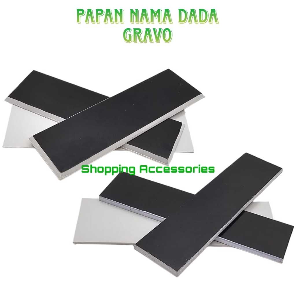 

Bahan Akrilik Papan Nama Dada GRAVO Nametag HITAM PUTIH