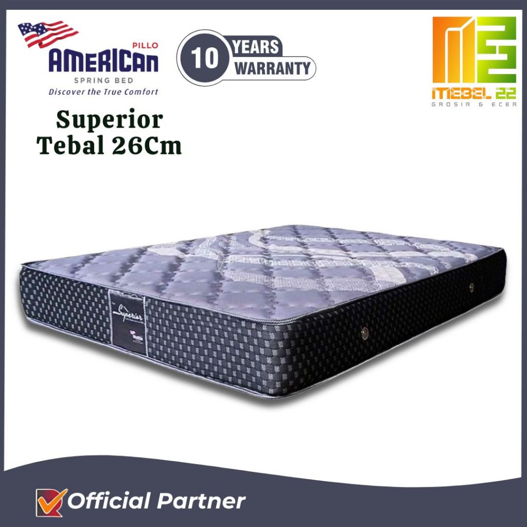 Spring Bed American Superior Tebal 26CM |160x200 180x200 200x200 Kasur Saja Garansi 10 Tahun
