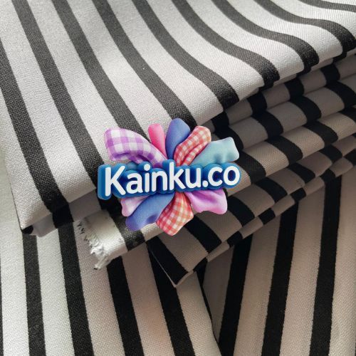 Grosir eceran Kain Motif salur ganjar kain polinosix katun polister/ kain motif salur hitam putih