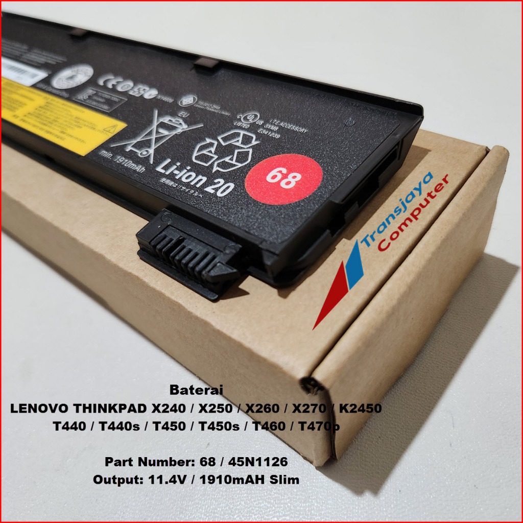 Baterai Battery Laptop Thinkpad X240 X250 X260 X270 Baterai Eksternal Li-ion20
