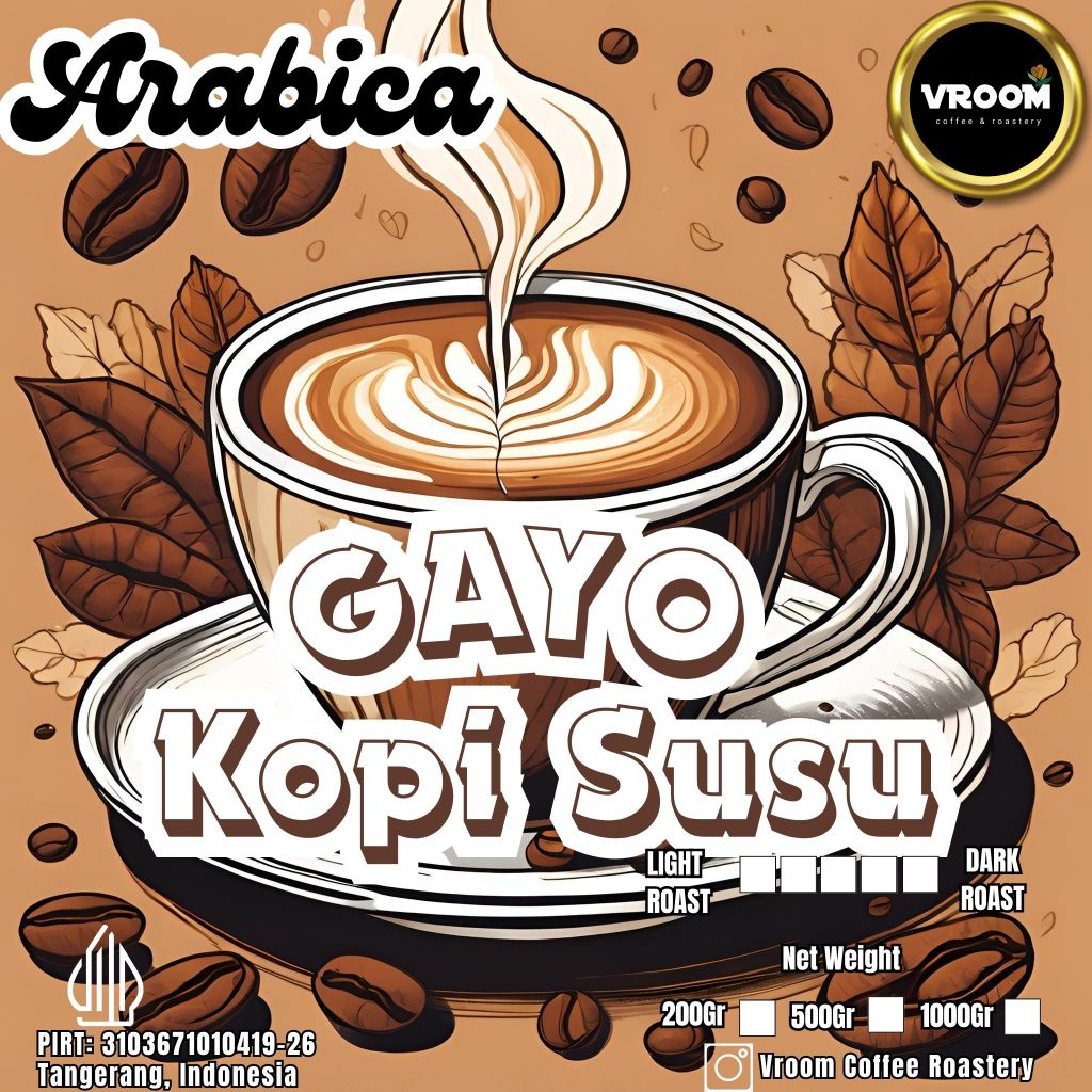 

Coffee Arabica Gayo Kopi Susu Roasted Bean Arabika Biji Matang Bubuk 500gram