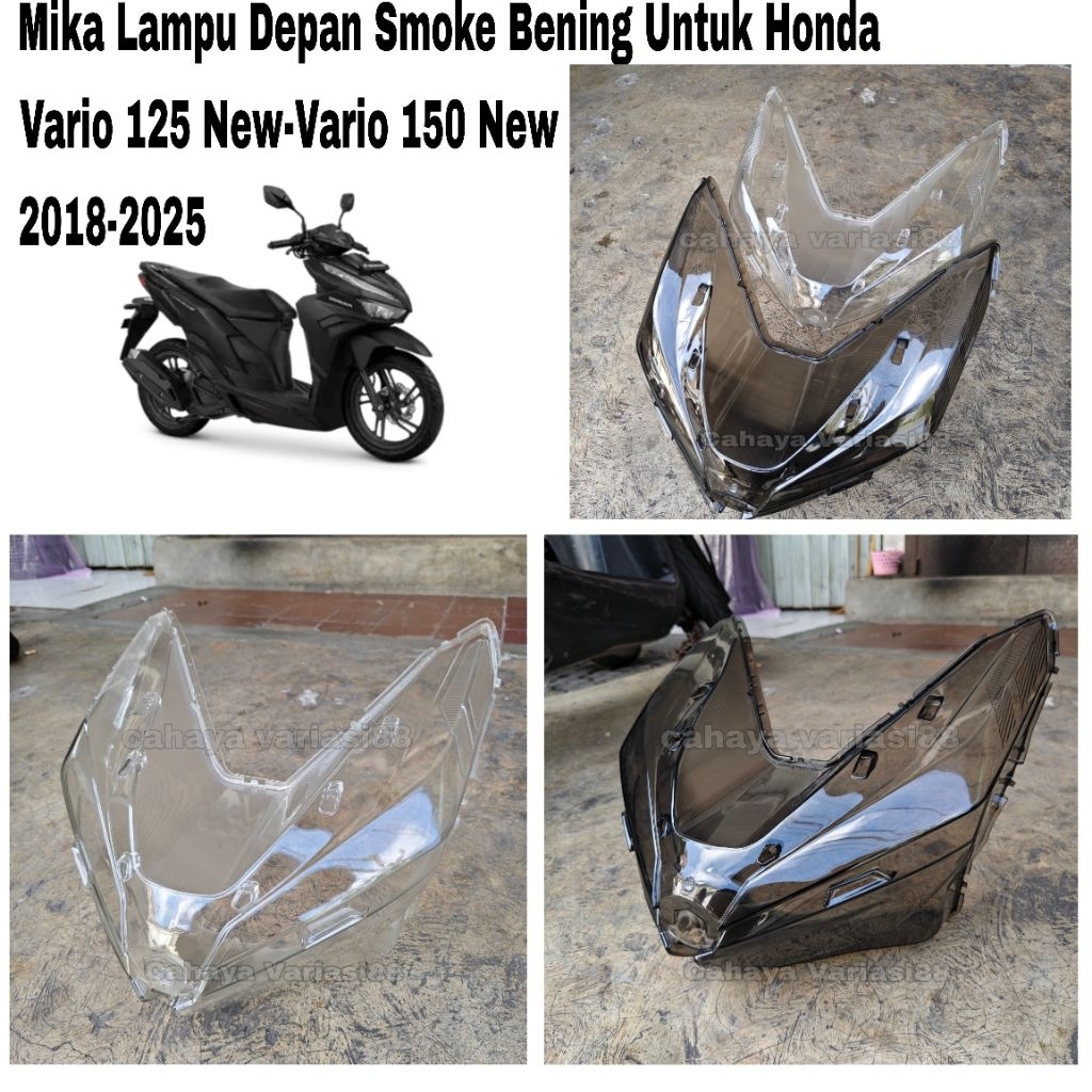 Cover Mika Lampu Depan Honda Vario 125 New Vario 150 New Tahun 2018-2025 Warna Smoke Dan Bening Zoro