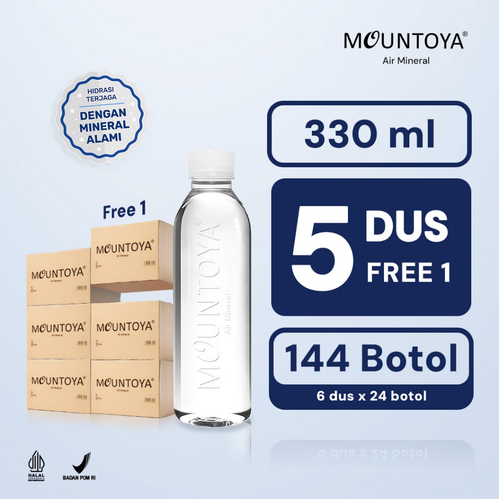 

MOUNTOYA Air Mineral 330ml x 24 botol (5 dus) FREE 1 dus