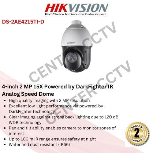 DS-2AE4215TI-D Hikvision Kamera CCTV PTZ 15X 2MP IR 100M Speed Dome Camera Wifi