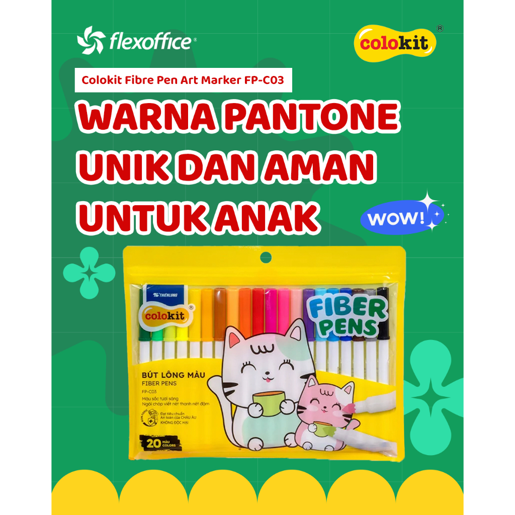 

FlexOffice Colokit Art Marker FP-C03 20 Warna/Set spidol warna cerah lengkap aman buat anak