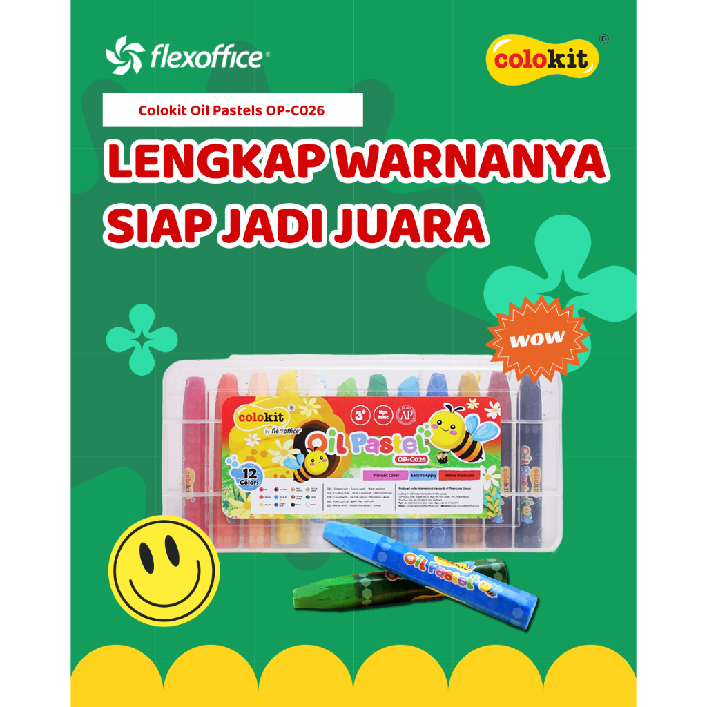 

FlexOffice Colokit Oil Pastel OP-C026 12 Warna/Set krayon anak set lomba warna cerah