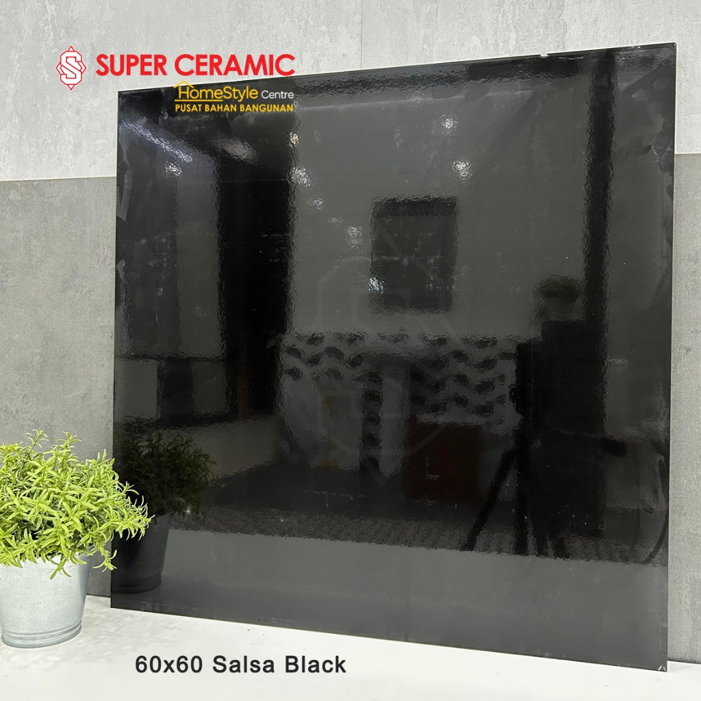 PLATINUM 60x60 Keramik Lantai Dinding HITAM POLOS - SALSA BLACK