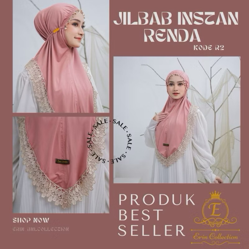 JILBAB INSTAN RENDA/JILBAB INSTAN KERUT RENDA/JILBAB RENDA MALAY KERUT/JILBAB RENDA R2