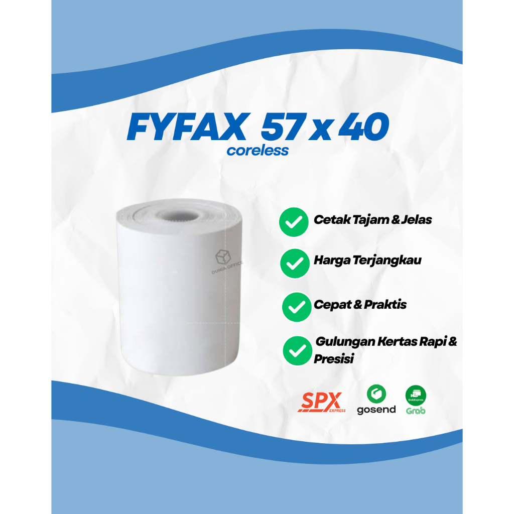 

Dunia Office Kertas Thermal EDC ukuran 57 x 40 Register Paper Roll Struk Kasir