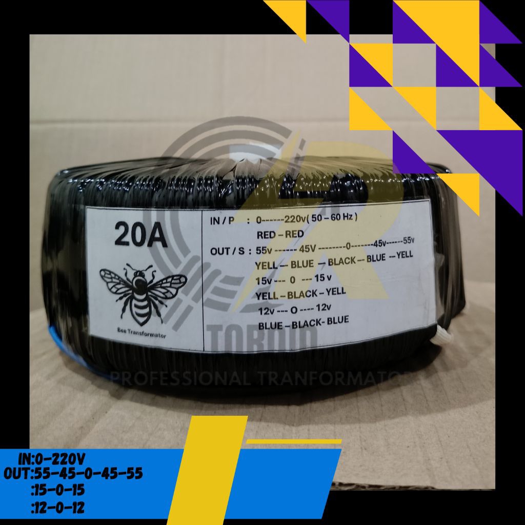 TRAFO TOROID 20A 55v - 45v