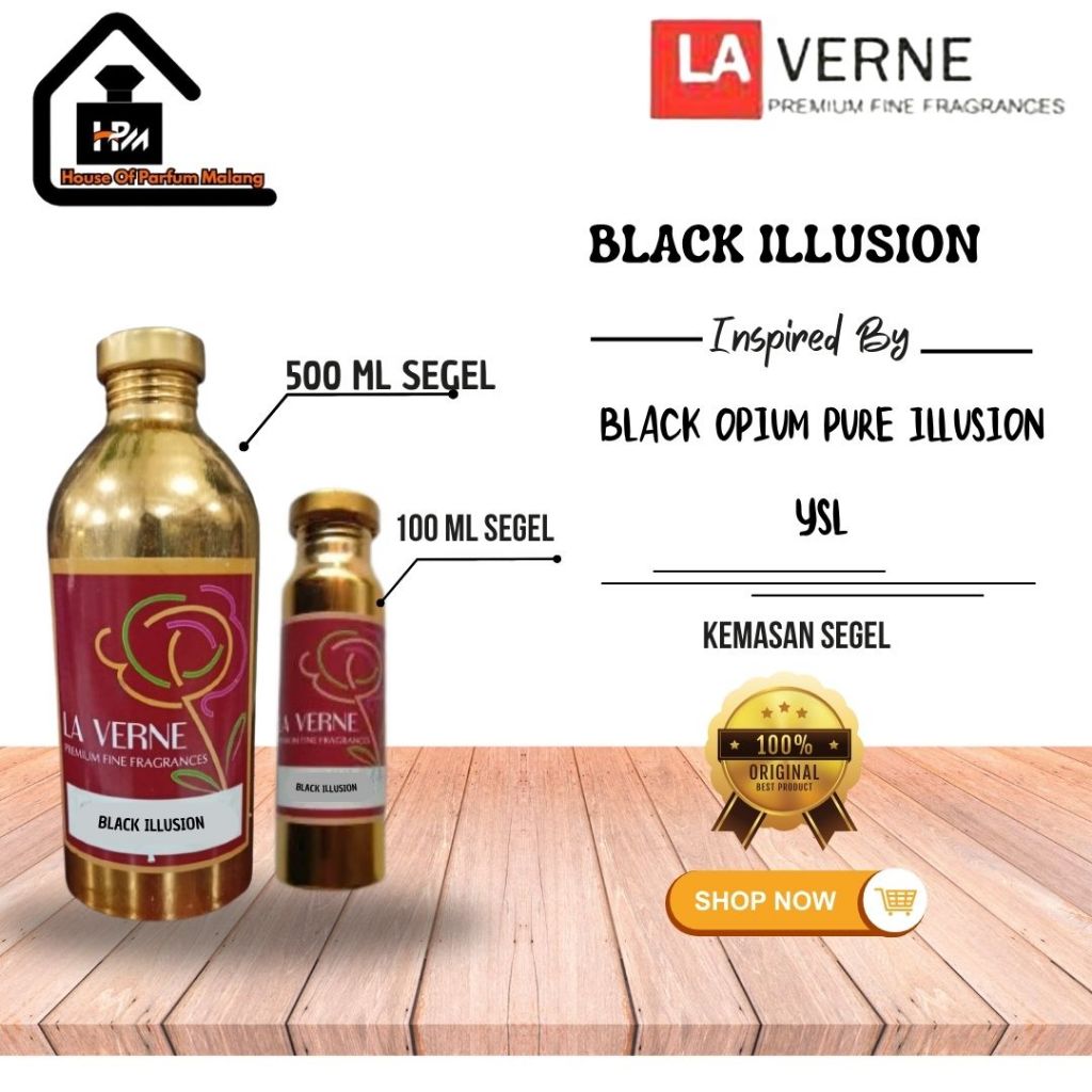 BLACK ILLSION by LA VERNE inspired by Black opium Pure illusion |BIBIT PARFUM MURNI | KEMASAN SEGEL 