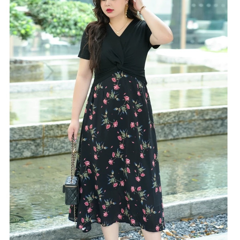 TERBARU HITAM ELEGANT KOREAN DRESS PROM CANTIK EVENING LENGAN PENDEK PANTAI WANITA MIDI DRESS