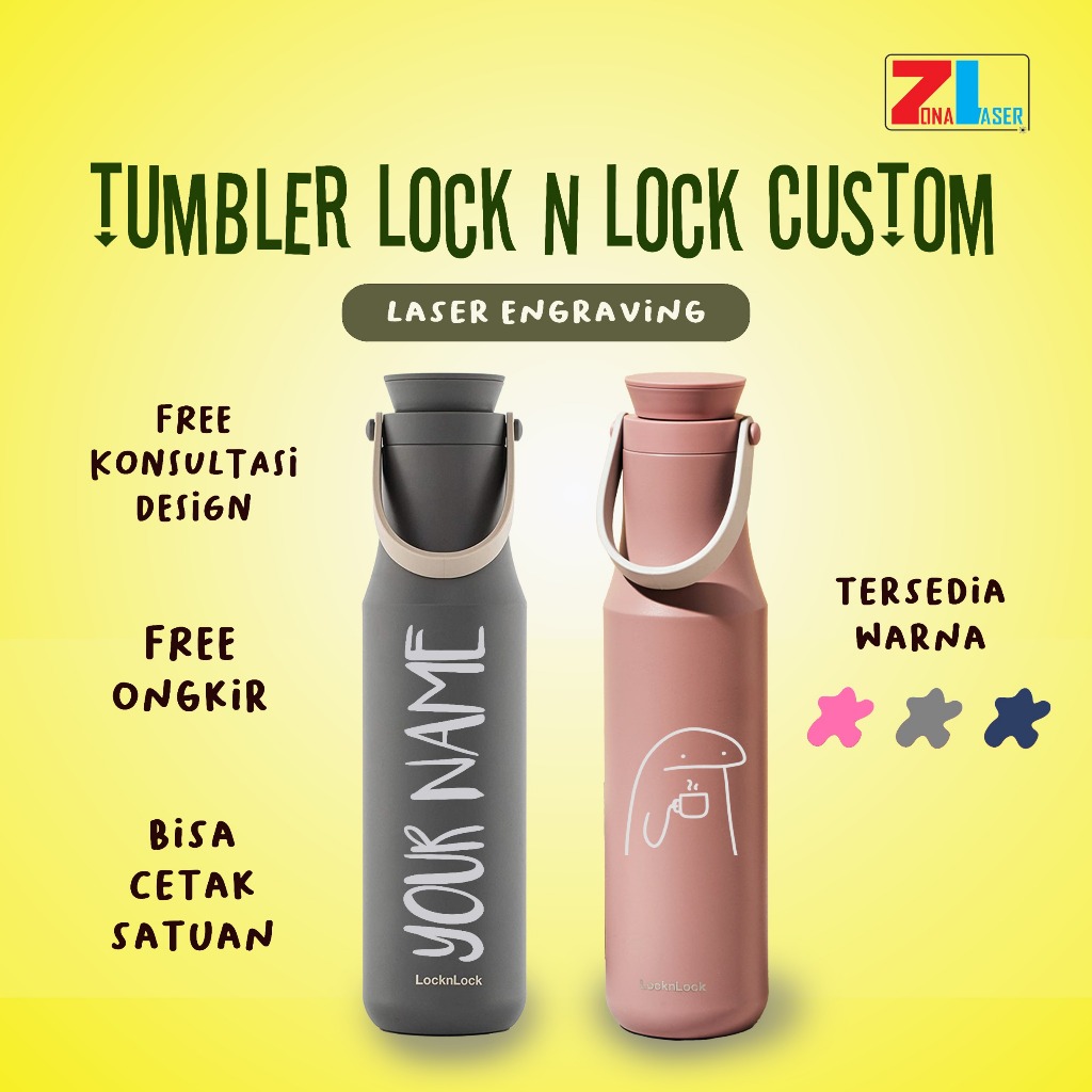 Tumbler Thermos Lock N Lock Metro Double Tumbler 710ml Grafir Tulisan Gambar Murah