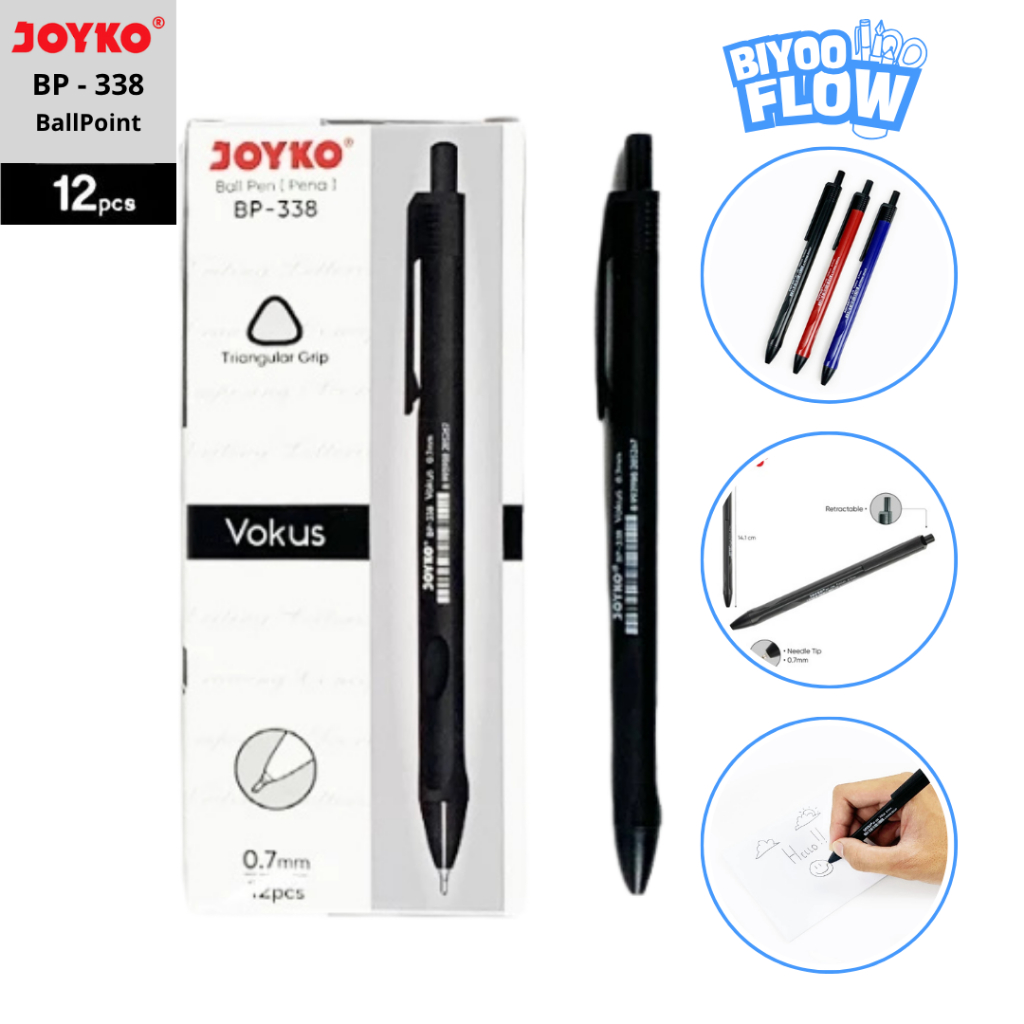 

Joyko 1 Lusin Pulpen BP-338 Vocus 0.7mm Pulpen Pena Ballpoint