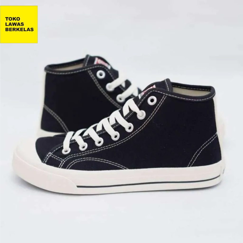 Sepatu Ventela Basic Black Natural High Cut - Ventela Shoes Hitam Putih Sepatu Sekolah