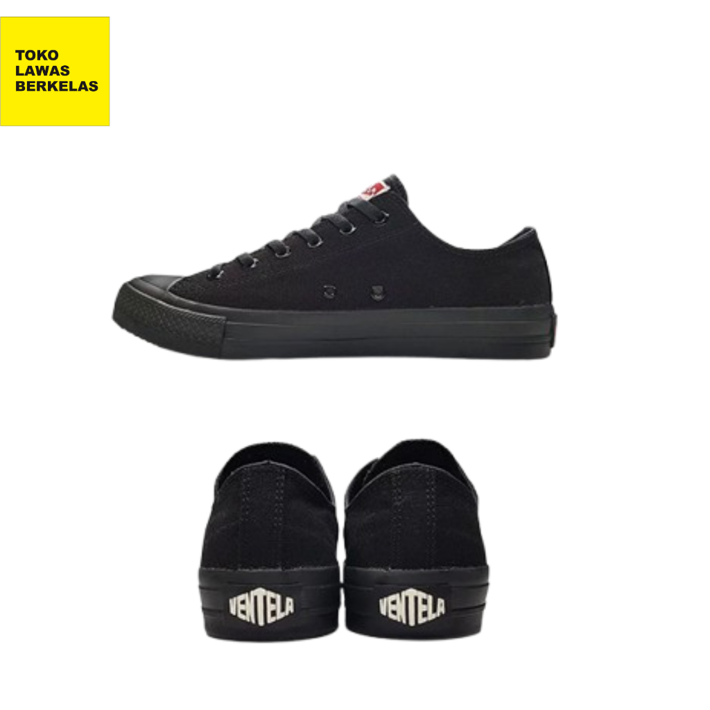Sepatu Ventela Ethnic All Black Low Cut - Ventela Shoes Full Hitam Series Etnik Sepatu Sekolah