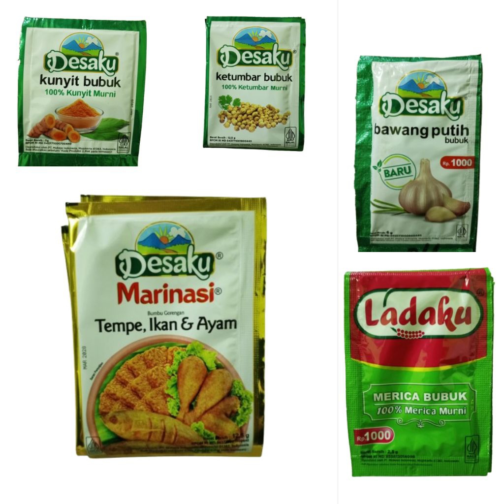 

DESAKU BAWANG PUTIH/ MARINASI/ KETUMBAR BUBUK/ KUNYIT BUBUK/ LADAKU (per pcs)