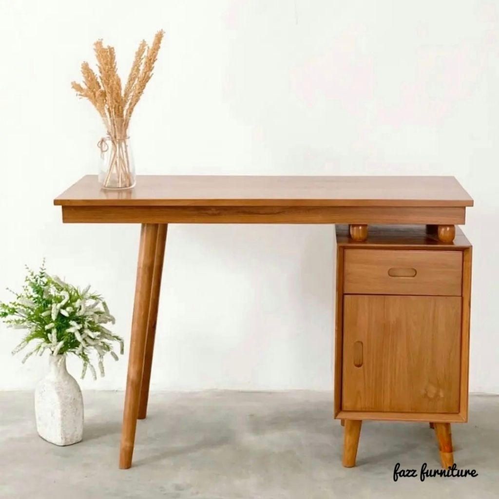 Meja belajar minimalis modern kayu kati