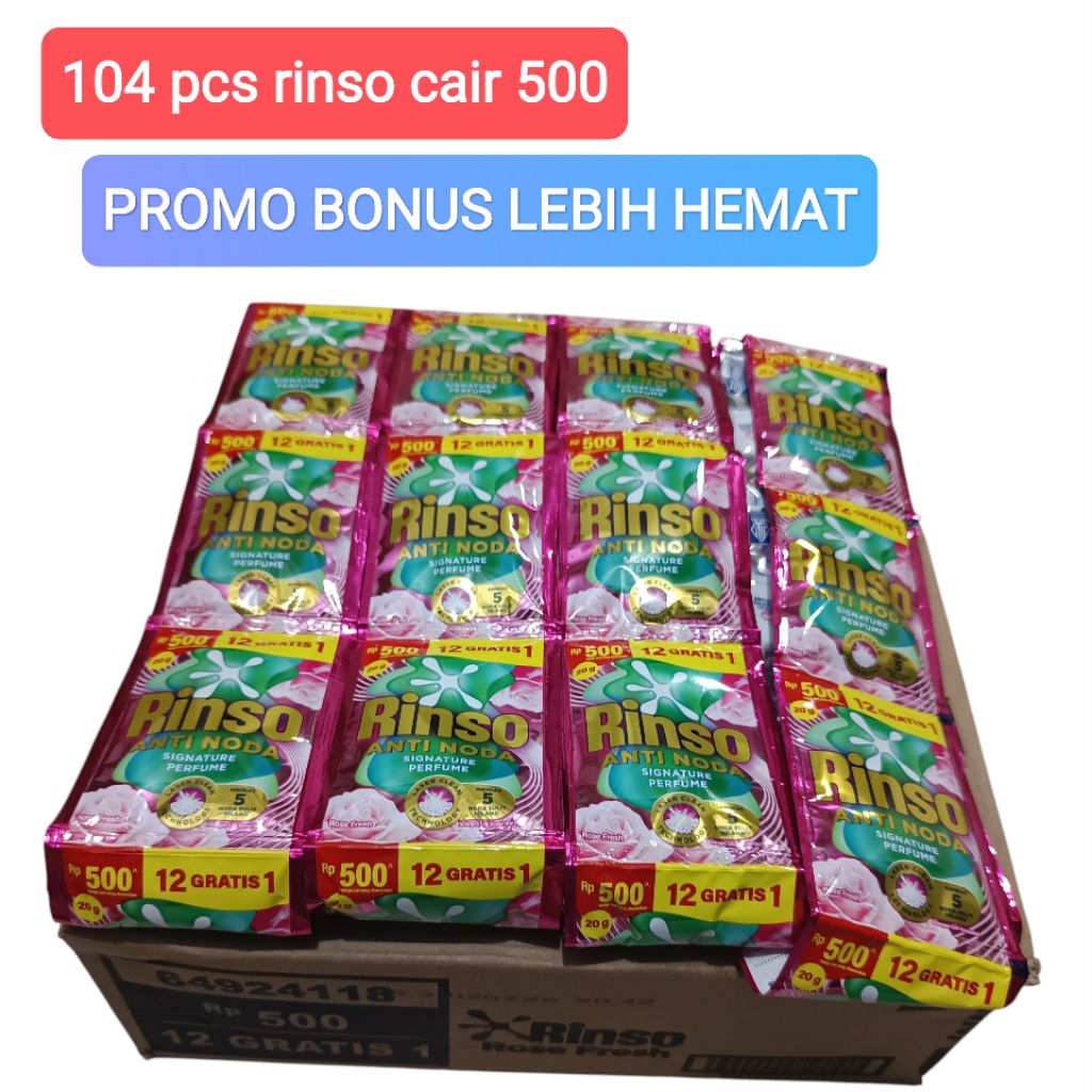 104 pcs  1 DUS RINSO Molto Cair Sachet Rencengan 20 ml RANDOM 500'an