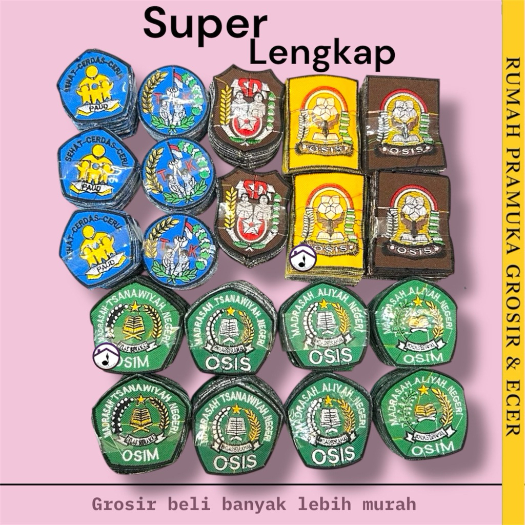 Badge Osis SD SMP SMA / Badge Osim Mi MTs MA / Bet Madrasah Bordir / Badge Sekolah / Bet Paud Dan Ba