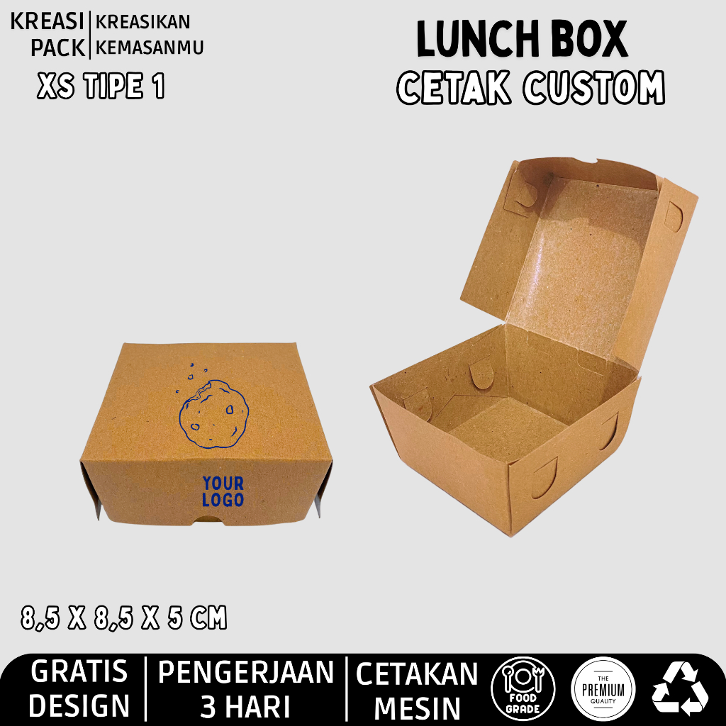 Cetak Paper Lunch Box Custom Logo (Kotak Nasi)