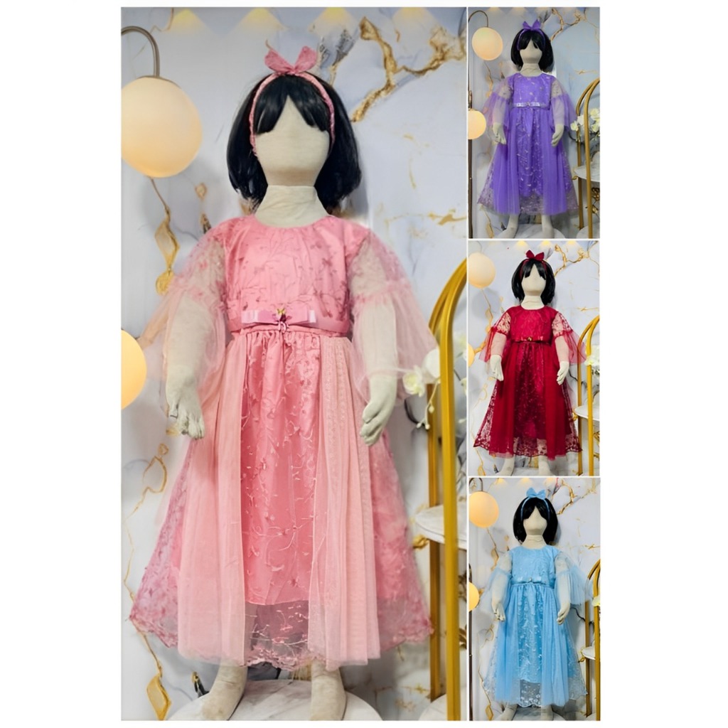 Terbaru Gaun Pesta Brukat Premium Renda Anak Perempuan Usia 3-9 Tahun | Pakaian Terbaru Kekinian Mod