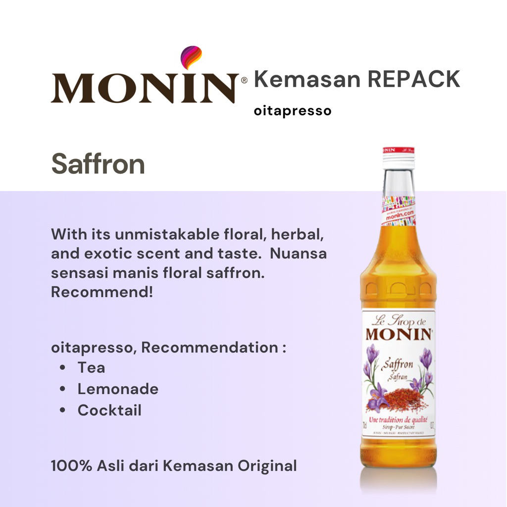 

REPACK - Monin Saffron Syrup [30, 50, 100] g