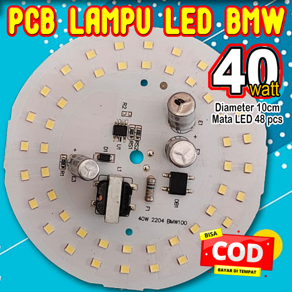 PCB LAMPU LED BMW 40W | MODUL LAMPU LED 10cm AC 220V | MESIN LAMPU LED 48pcs SMD2204 - TANPA DRIVER