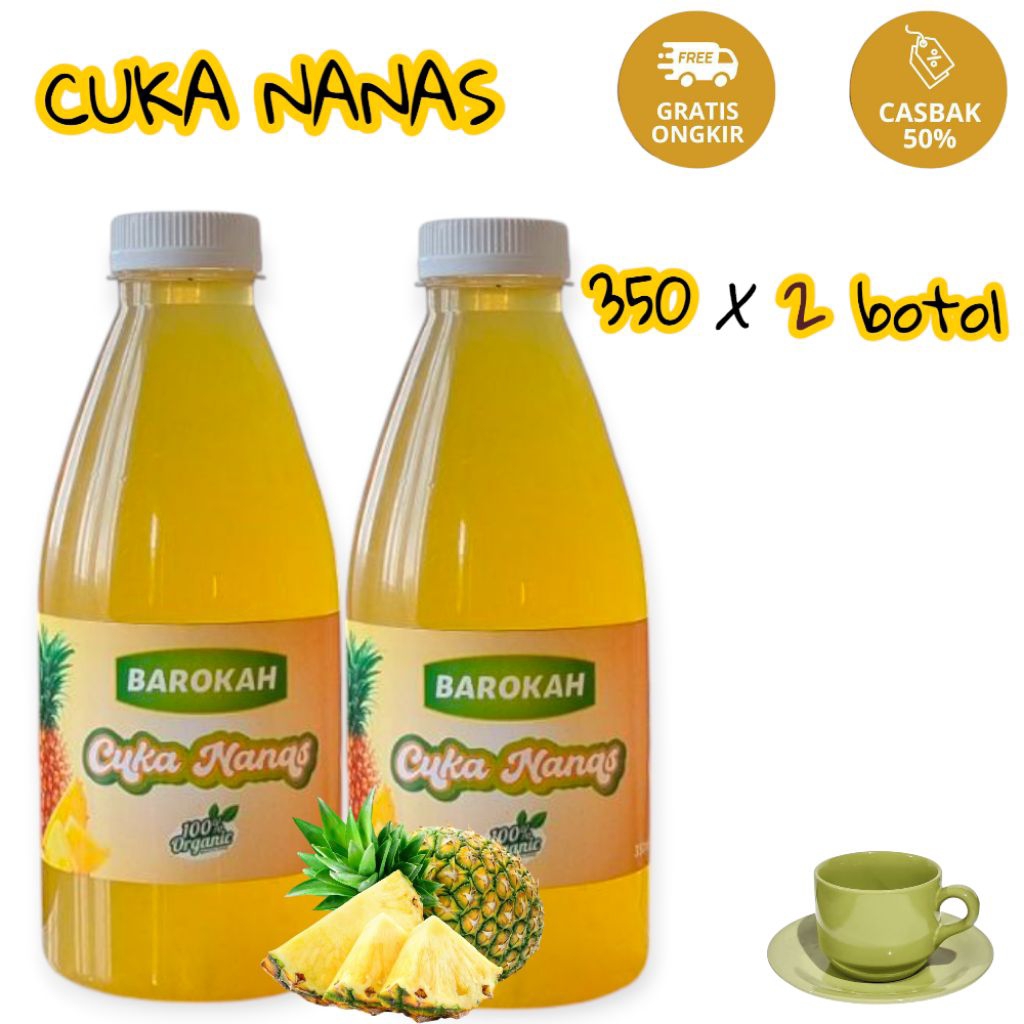 

Cuka Nanas Segar Original Asli Alami Berkualitas Paket 2 Botol Isi @ 350ml Per Kemasan