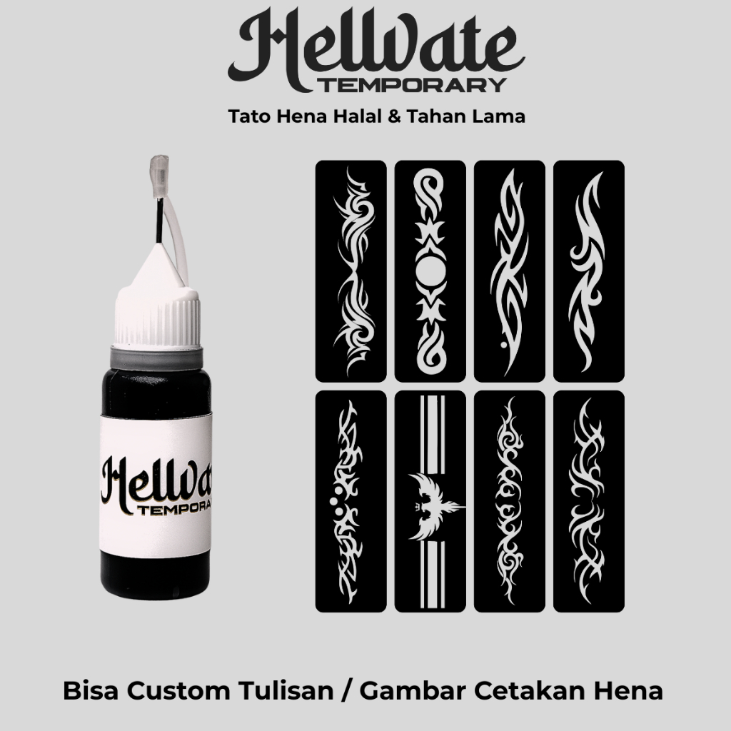 Tato Henna Tato Halal Tato Temporer Tahan Lama Bisa Custom Hena Kit F Hellvate Temporary