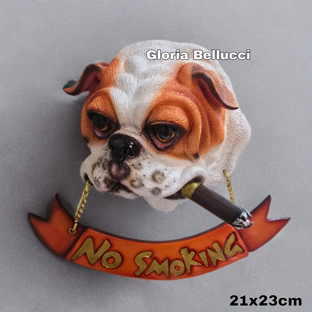 patung no smoking english bulldog dinding pajangan buldog dilarang merokok gantung