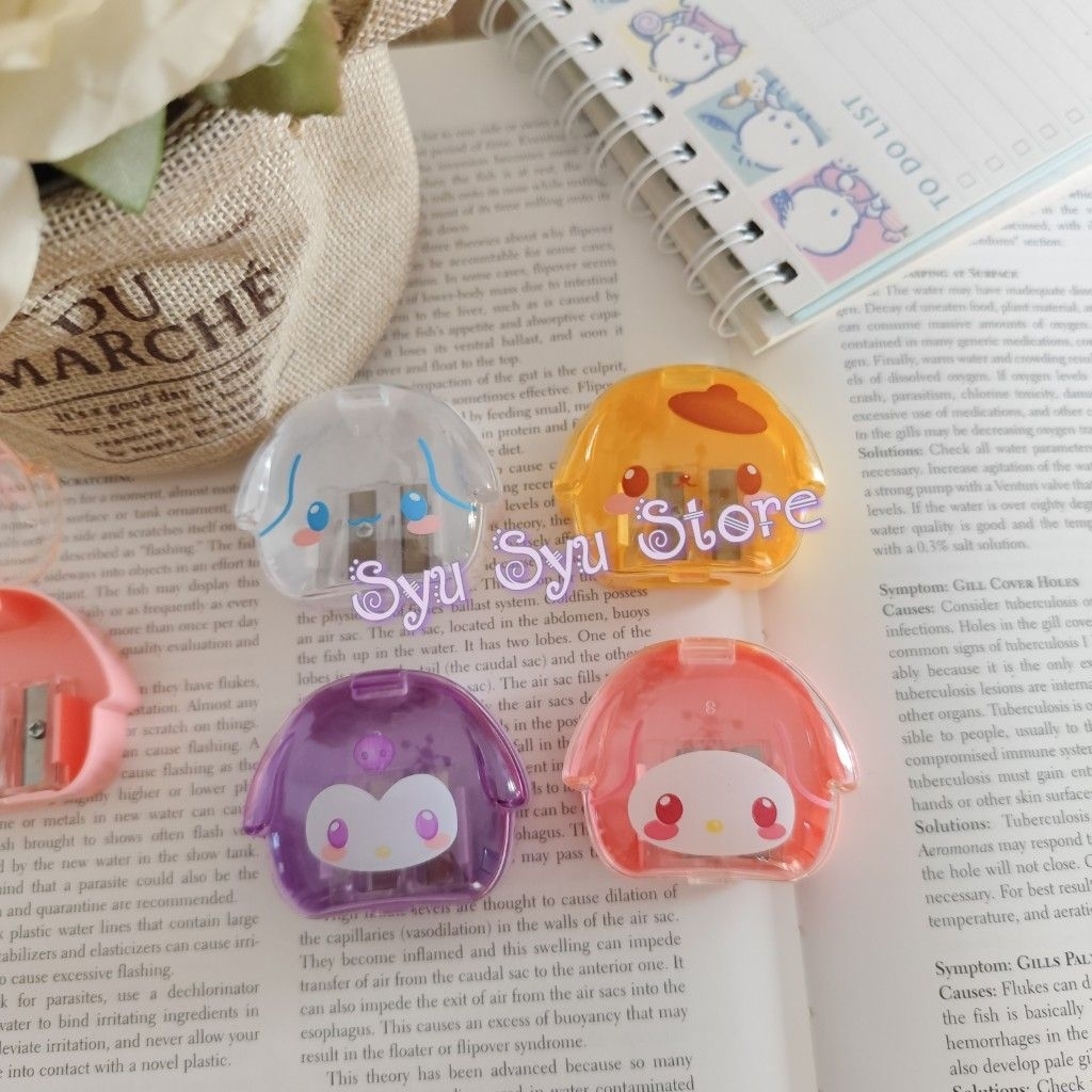 

Rautan serutan pencil 2 lubang Kuromi My Melody Cinnamoroll Pompompurin transparan