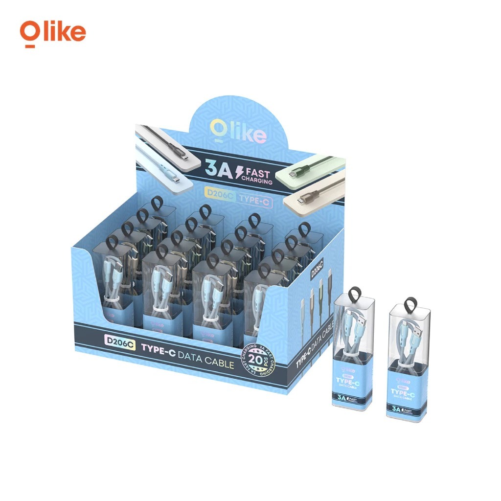 Olike Kabel Data D206 /Box Isi 20 Pcs Micro TypeC Iphone Lightning C To C Fast Charging 60W Original