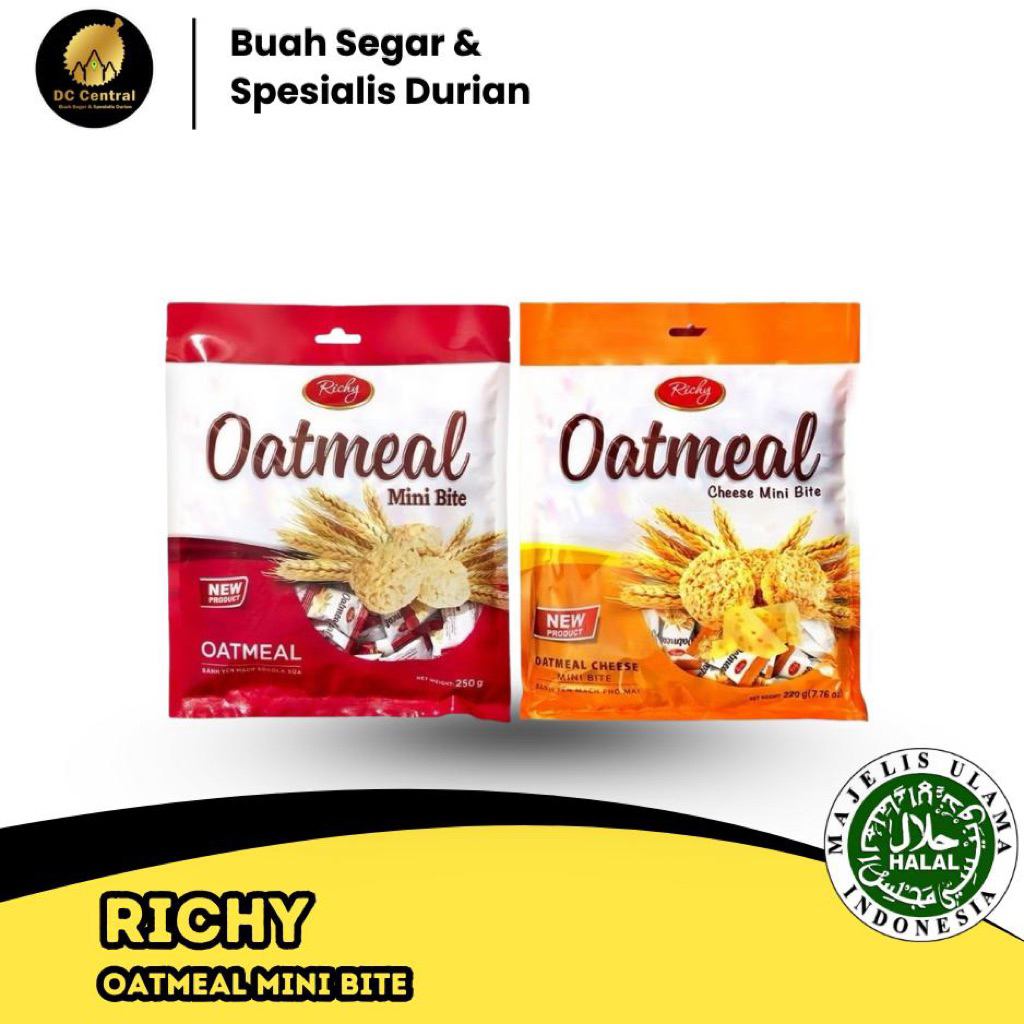 

RICHY OATMEAL ORIGINAL 250GR / CHEESE MINI BITE 220GR SNACK VIETNAM OAT RASA KEJU