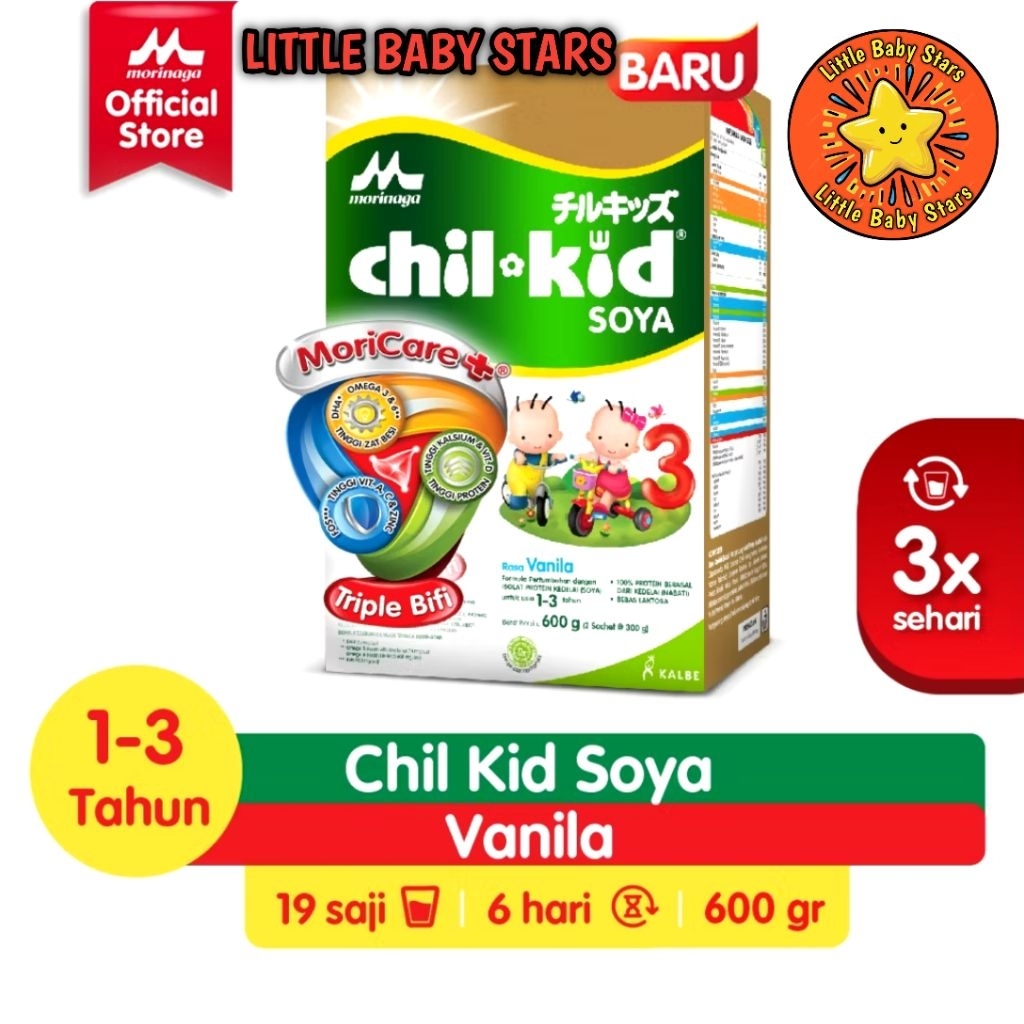 Morinaga Chil Kid Soya 3 / Usia 1-3 Tahun / Vanilla / 600 Gram