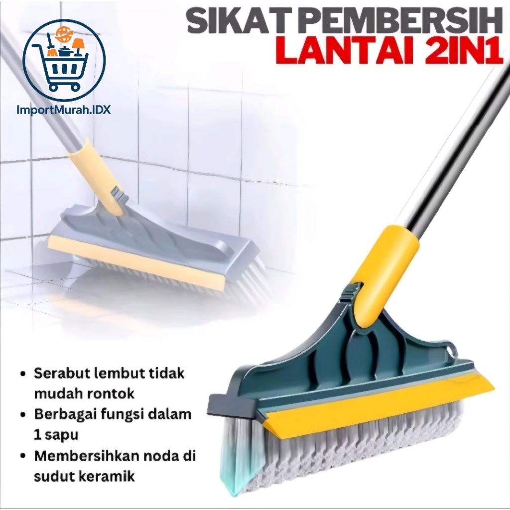 Sikat Lantai Wiper Pembersih Lantai Dinding Kamar Mandi Gagang Panjang