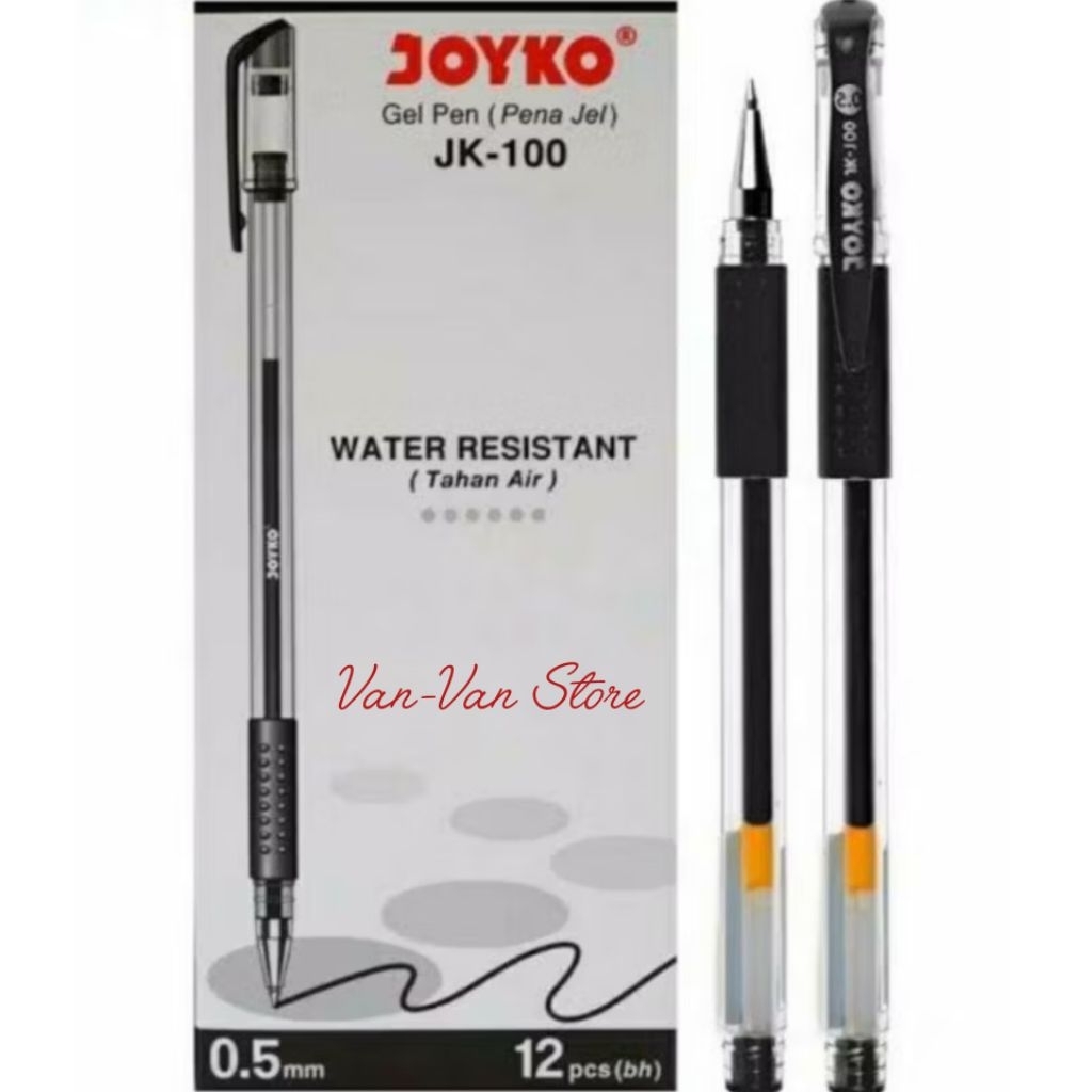 

JOYKO Pulpen Gel 1 Pack JK-100 0.5mm Isi 12 Pcs Hitam [ ATK Stationery Murah]