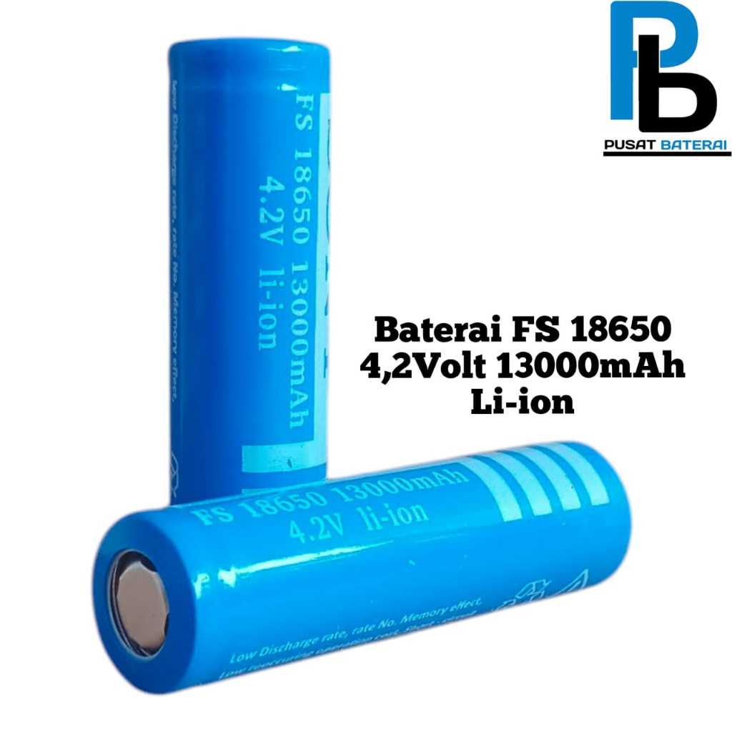 Baterai Charger Atau Baterai Cas Li-ion FS 18650 Biru 4.2Volt 13000mAh Isi 2 pcs