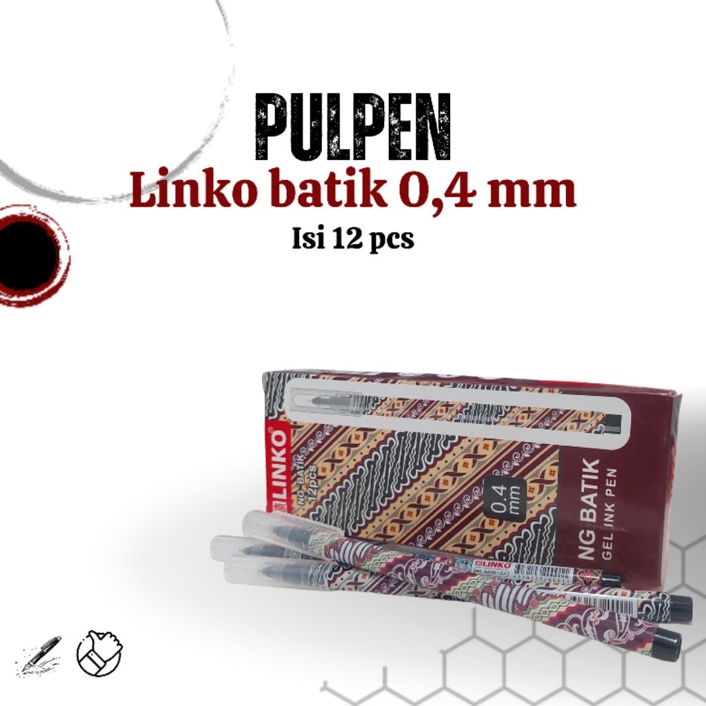 

(1 pack= 12 pcs) Pulpen gel Linko - pulpen batik 0,4 mm - pulpen gel murah
