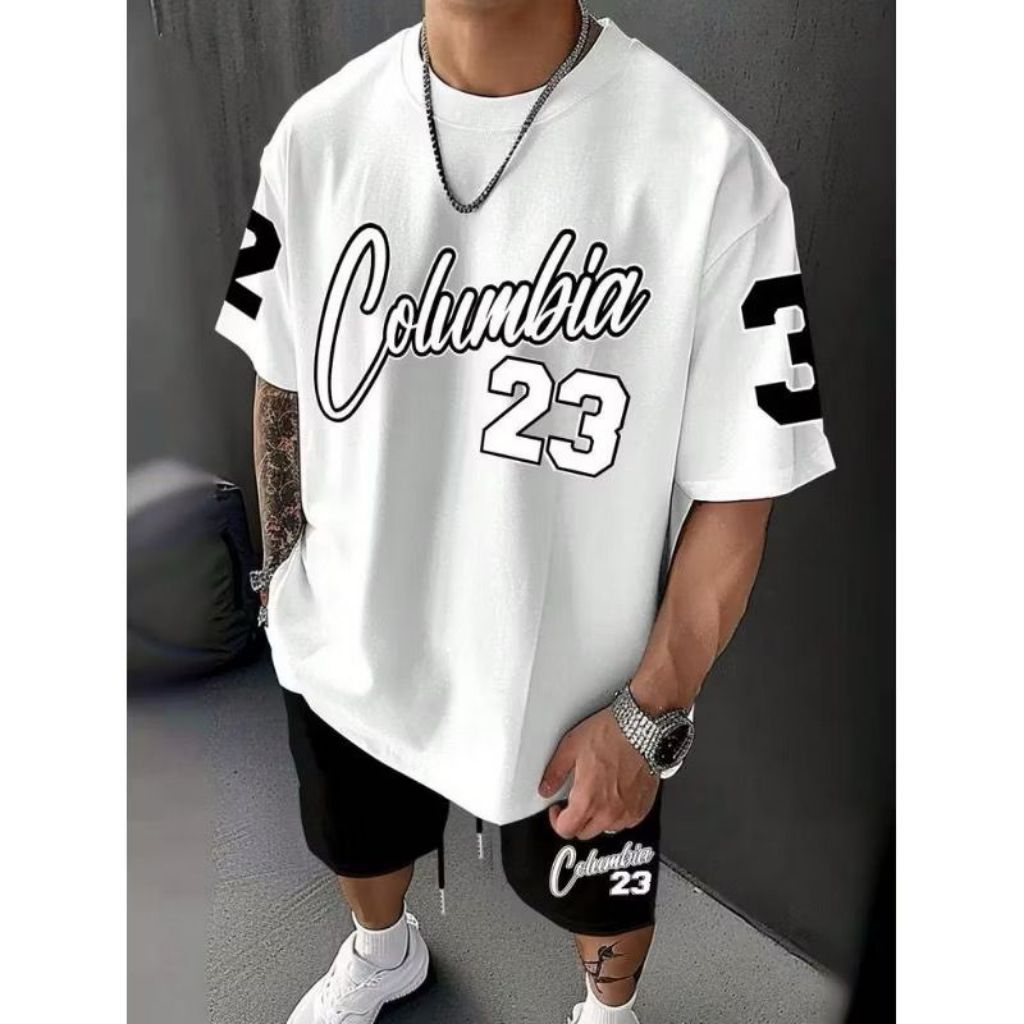 kaos T-shirt oversize (S-6XL) COLUMBIA 23  bigsize hitam putih merah hitam bisa request warna dan cu