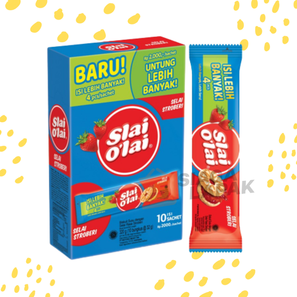 

Slai Olai Stroberi 32gr 1 BOX ISI 12PCS Biskuit Roma Selai Strawberry