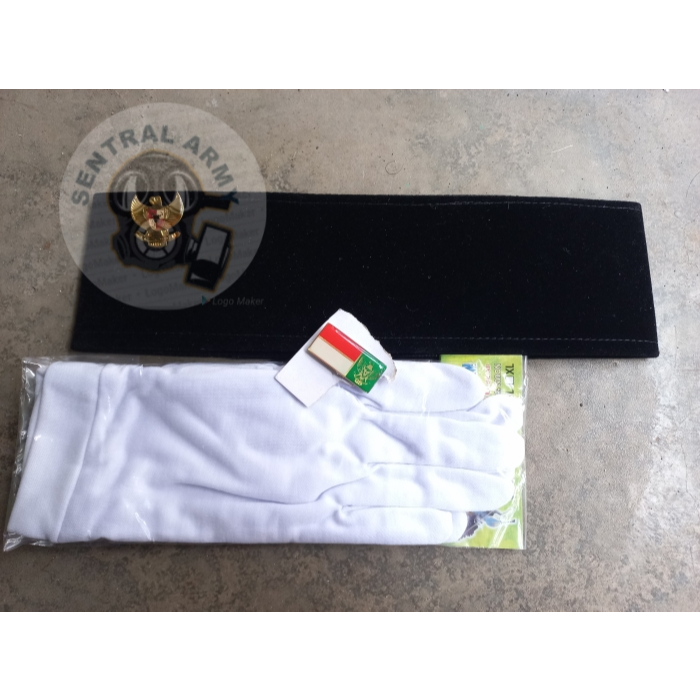 Perlengkapan Pakibra - Topi Paskibra Garuda Sarung Tangan Pin LK
