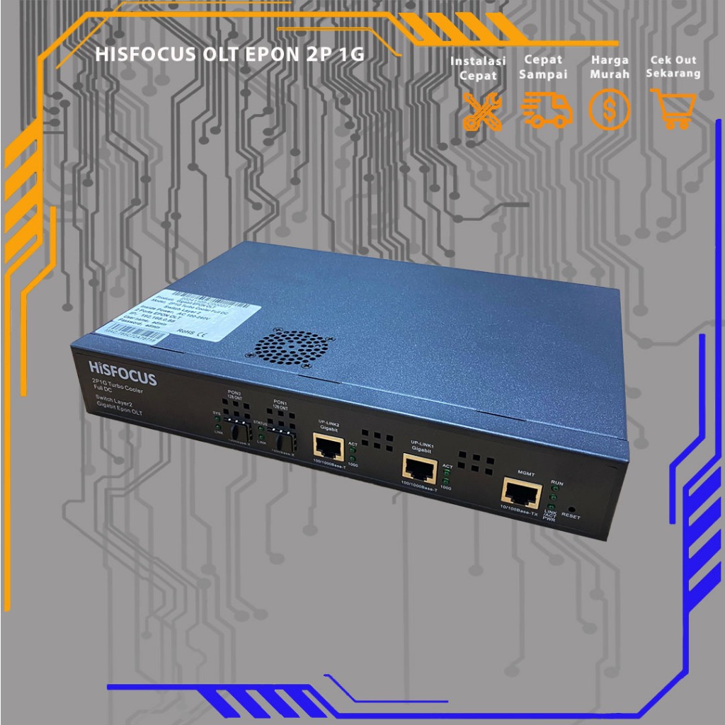 HISFOCUS - OLT EPON 2P 1G HISFOCUS Special Edition Turbo Cooler DOUBLE DC