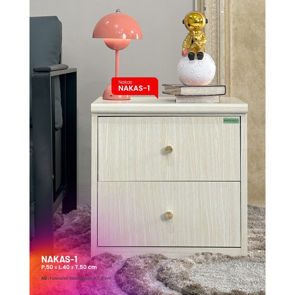 Meja Nakas Besi Minimalis NK-1 Motif Kayu Elegan