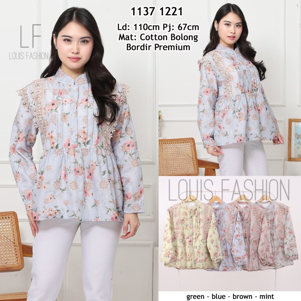 atasan blouse katun premium motif bunga