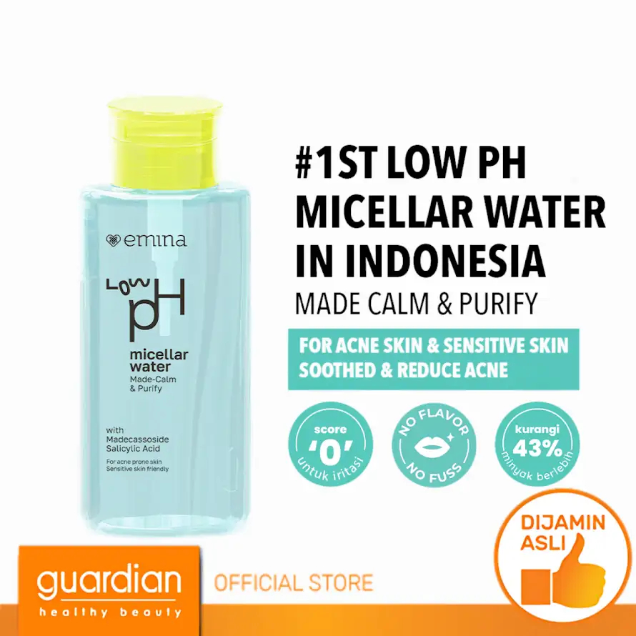 Emina Low pH Micellar Water Series - Made-Calm Purify Micellar Water 125 ml dan 300 ml - Celansing W