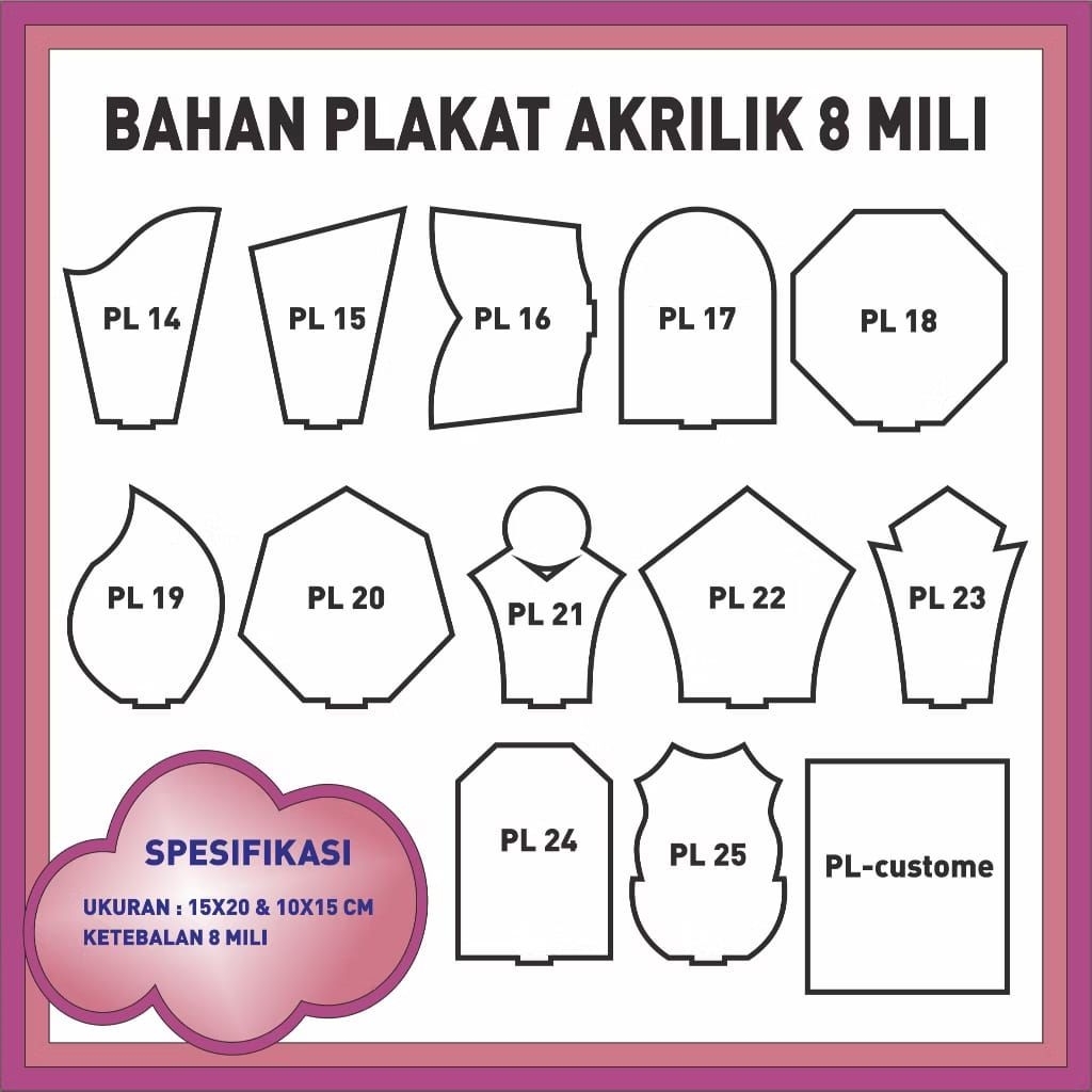 

BAHAN PLAKAT AKRILIK 15X20 10X15 8MM DUDUKAN 2 TINGKAT 8MM