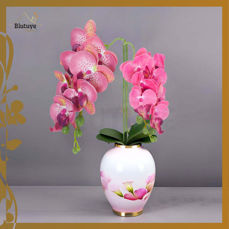 TERMURAH Orchid Cymbidium Flower Artificial 7 Kuntum Bunga Anggrek Bulan Latex Palsu Import Premium